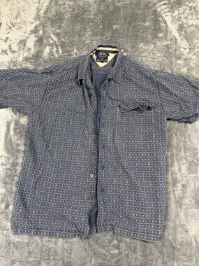 Tommy Jeans Blue Geometric Button-Down Shirt Mens Size L Cotton Blend